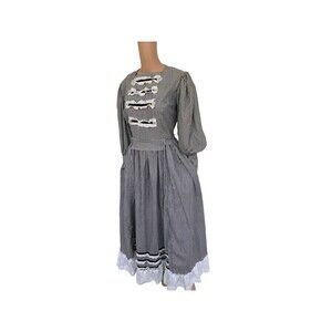 Vintage Homestead Dress Revolutionary Colonial Pioneer Prairie Country Gingham L